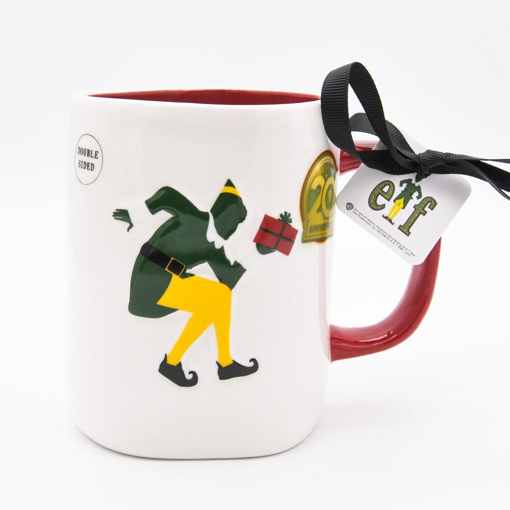 Rae Dunn The Elf Mug, Raised By Elves 20th Anniversary 16oz Coffee Cup